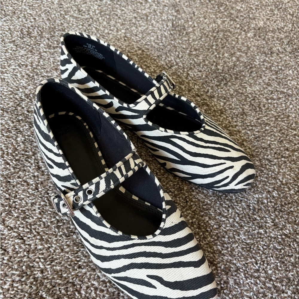 Zebra Print Mary Jane Flats